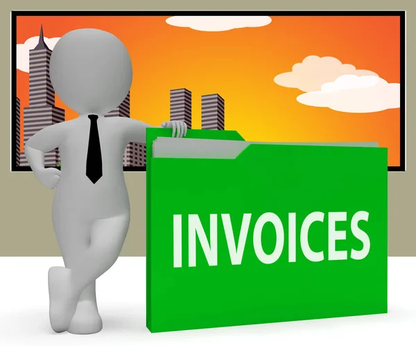 Invoices Folder Indicating Due Bills 3d Rendering — Stock Photo, Image