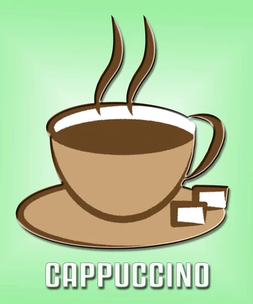 Cappuccino Coffee Shows Hot Beverage And Caffeine — Stock Photo, Image