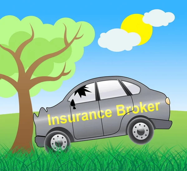 Insurance Broker Showing Car Policy 3d Illustration — Stock Photo, Image