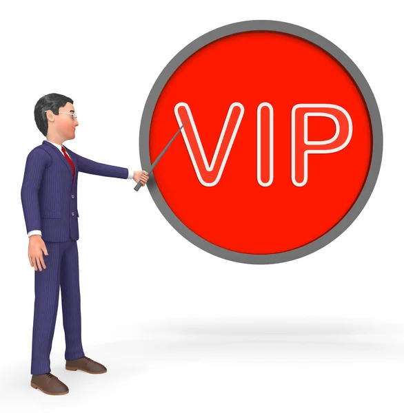 Vip-Zeichen zeigt einflussreiche Person 3D-Darstellung — Stockfoto