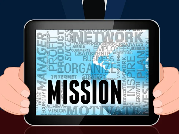 Parole Missione significa Obiettivi Strategia 3d Illustrazione — Foto Stock