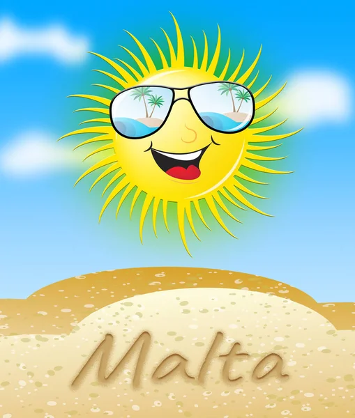 Malta Sun Smiling Means Sunny 3d Illustration — Stok Foto