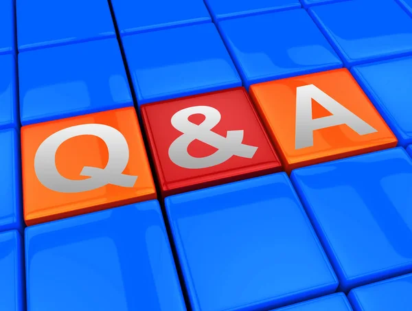 Q & a Bloques muestra pregunta y respuesta 3d ilustración —  Fotos de Stock
