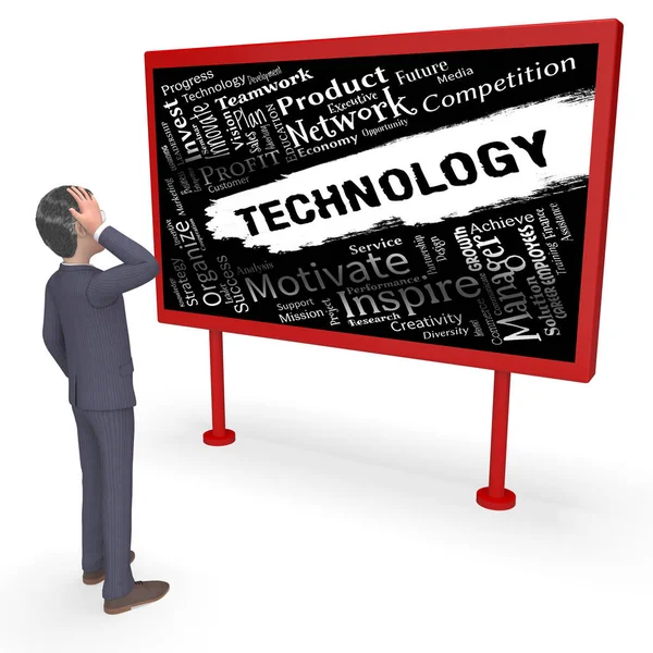 Technologie woorden vertegenwoordigt elektronica digitale 3D-Rendering — Stockfoto