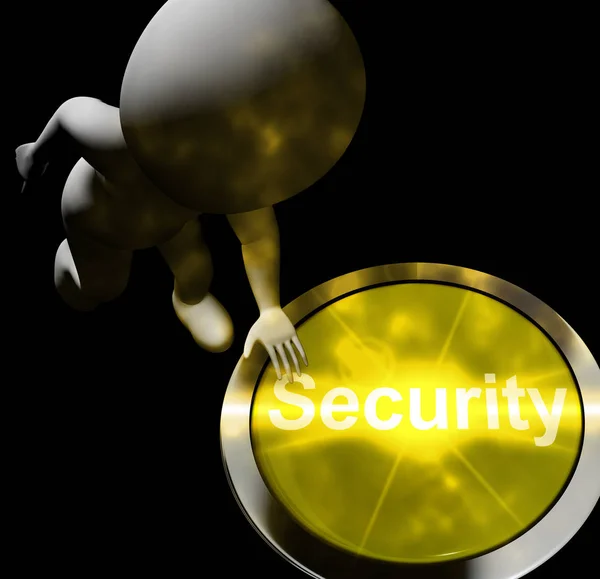 Security Button Shows Privacy Encryption 3d Rendering — Stock Photo, Image
