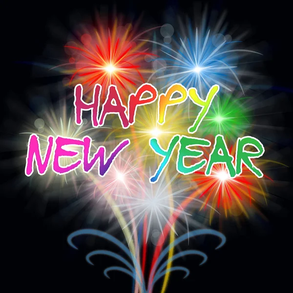 Happy New Year Fireworks Shows Pyrotechnics Celebration — Stock Photo, Image