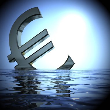 Depresyon durgunluk 3d gösterilen denizde batan euro Renderin