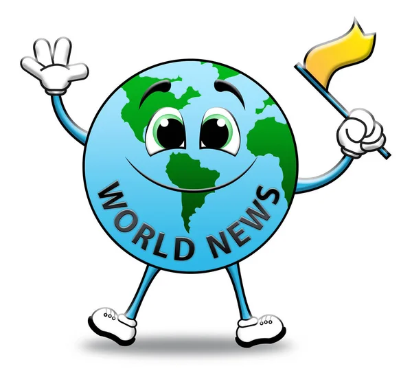 Wiadomości ze świata wskazuje globalnego biuletynu ilustracja 3d — Zdjęcie stockowe