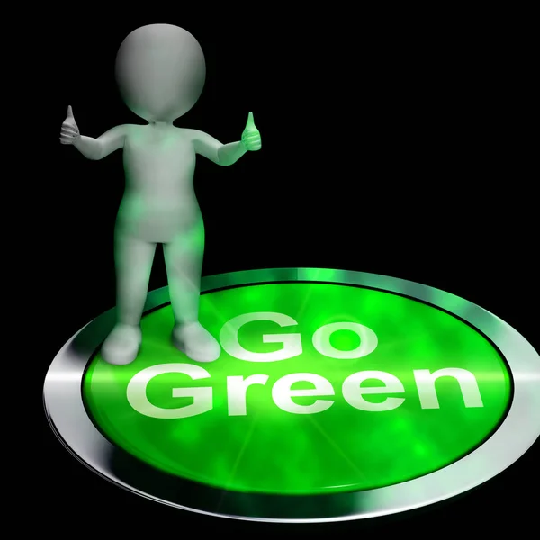 Aller bouton vert Affichage de recyclage rendu 3d — Photo