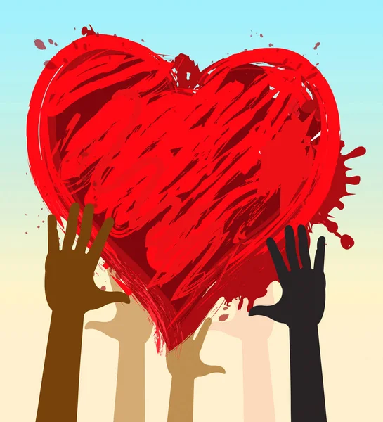 Hände halten Herz zeigt liebevollen Frieden 3d Illustration — Stockfoto