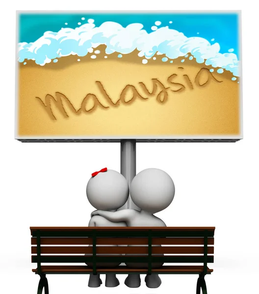 Malezja wakacje Wyświetlono wakacje Asia 3d ilustracja — Zdjęcie stockowe