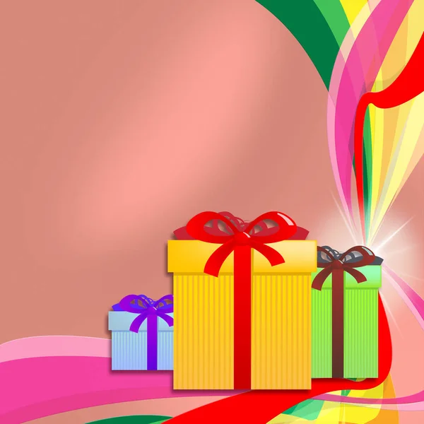 Geschenkkartons mit Geburtstagsgeschenken 3d illustrieren — Stockfoto