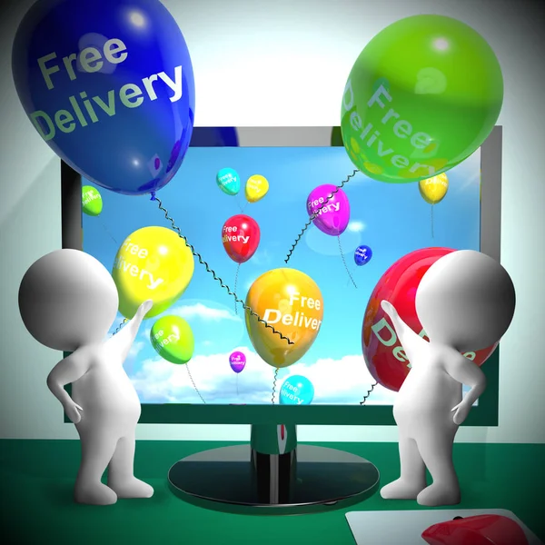 Free Delivery Balloons From Computer 3d Rendering — Stock Photo, Image