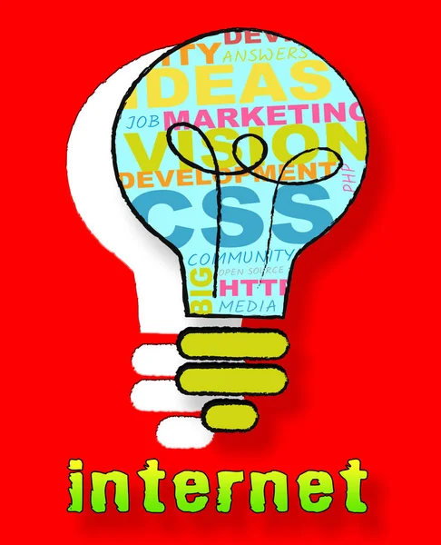Internet Lightbulb Indica Navegação Online 3D Ilustração — Fotografia de Stock
