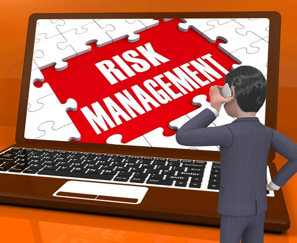 Risk Management na notebooku ukazuje analýza 3d vykreslování — Stock fotografie