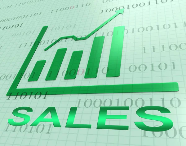 Sales Graph Increase Shows Retail Selling 3d Rendering — Stock Photo, Image