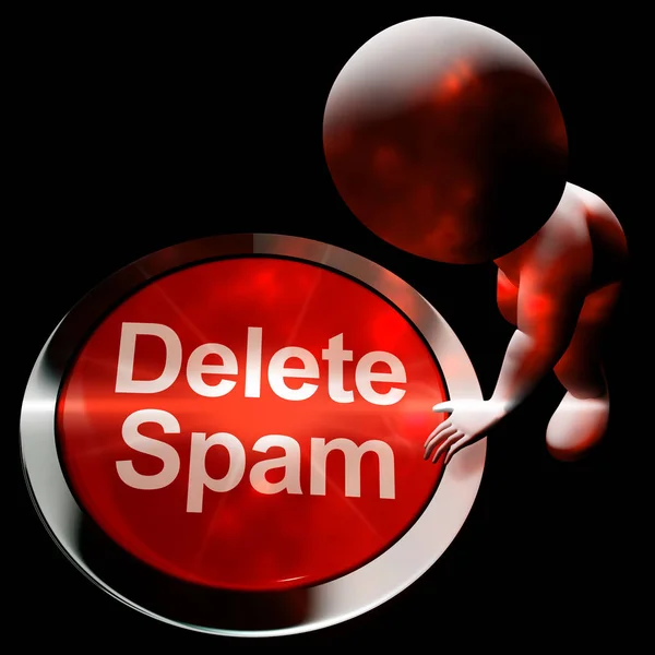 Delete Spam Button Showing Junk Email 3d Rendering — Stock Photo, Image