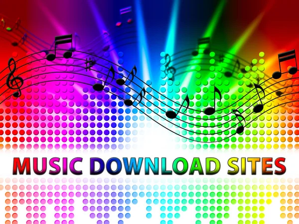 Music Download Sites Means Internet Soundtrack Website — Stock Photo, Image