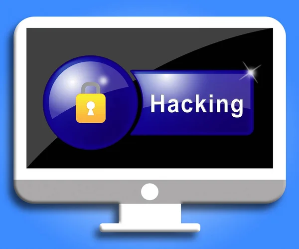 Computador Hacking mostra ameaça de crime e vulnerabilidade — Fotografia de Stock