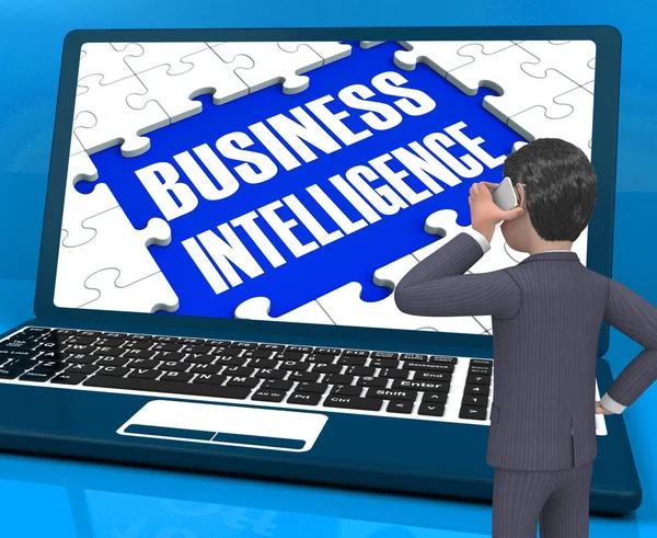 Business Intelligence On Laptop Showing Collecting Information 3 — Stock Photo, Image