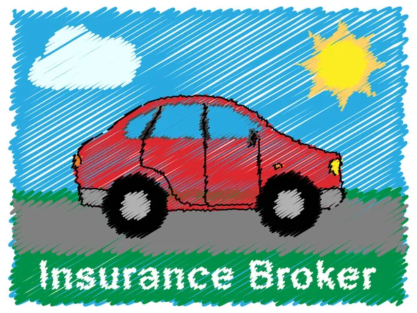 Corredor de seguros significa póliza de coche Ilustración 3d —  Fotos de Stock