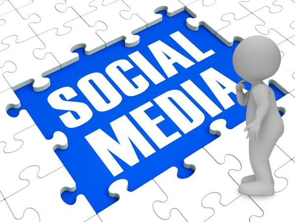 Sociala medier pussel visar samhällen 3d Rendering — Stockfoto