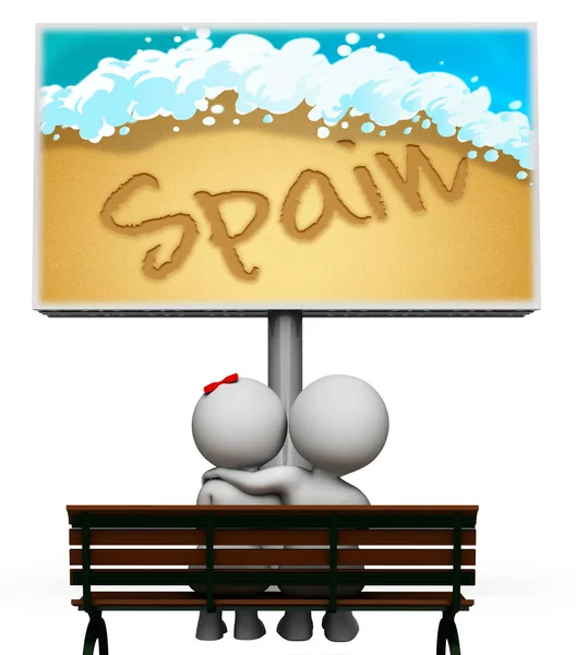 Spain Holiday Meaning Europe Getaway 3d Illustration — Stock Photo, Image