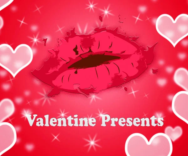 Walentynki prezenty pokazuje szczęśliwy Valentine Gift Box — Zdjęcie stockowe