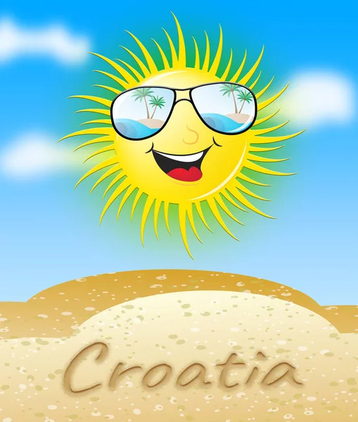 克罗地亚太阳微笑意味着阳光明媚的 3d 图 — 图库照片