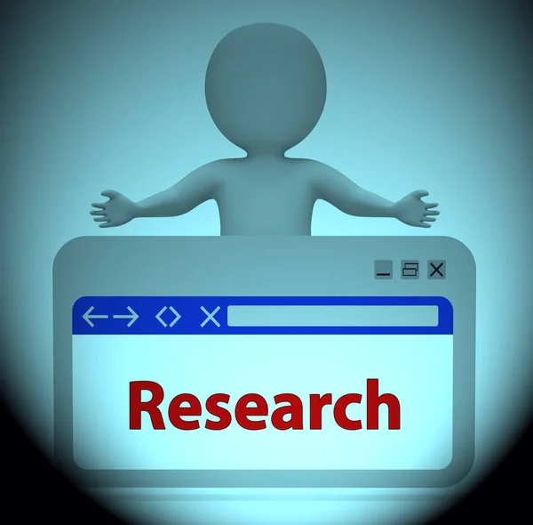 Página web de investigación Significado Recopilación de datos 3D Rendering — Foto de Stock