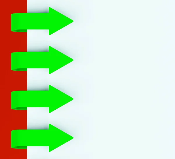 Cuatro pestañas de flecha sobre el papel para la lista de menús 3d renderizado —  Fotos de Stock