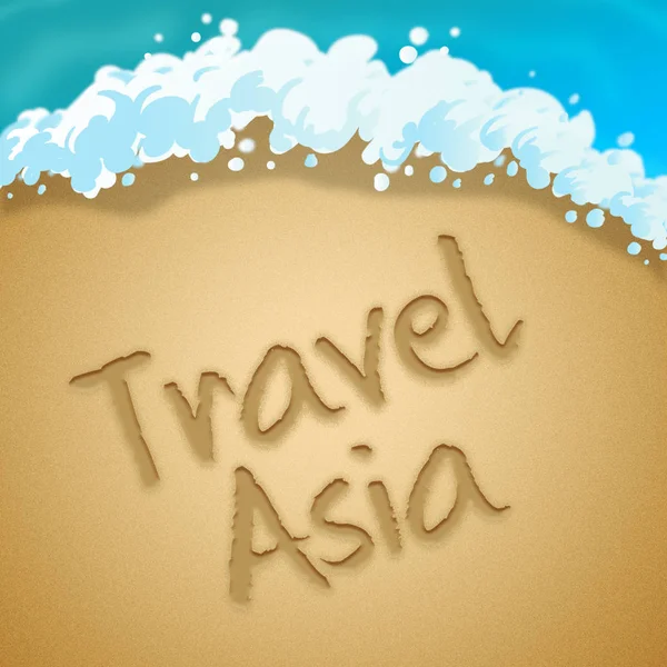 Expeditie Reizen Azië strand die aangeeft Tours 3d illustratie — Stockfoto
