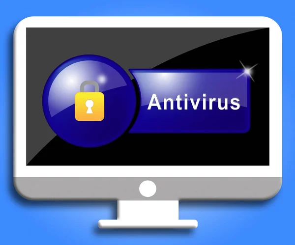 Online Antivirus Indicates Digital Virus And Firewall — Stock Photo, Image