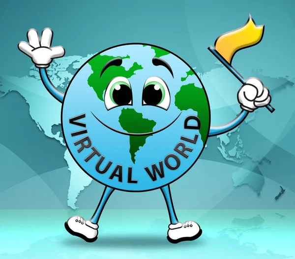 Mondo virtuale Rappresenta Internet globale 3d Illustrazione — Foto Stock
