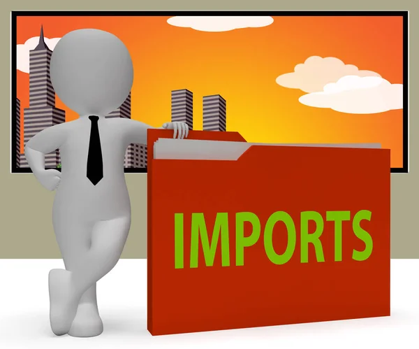 Imports Folder Representing Business Freight 3d Rendering — Stock Photo, Image