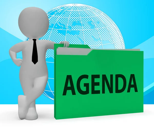 Agenda-Ordner repräsentiert Ordner Zeitplan 3D-Rendering — Stockfoto