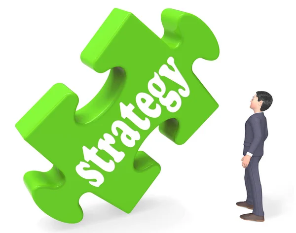 Strategy Showing Business Solutions Or Goals 3d Rendering — Stock Photo, Image