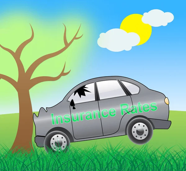 Pojistné sazby ukazující Car Policy 3d ilustrace — Stock fotografie