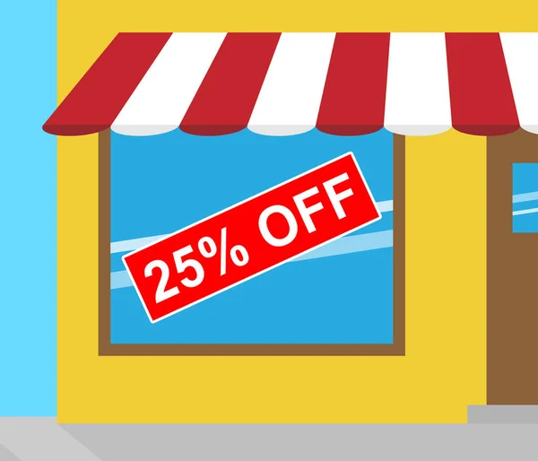 Twenty Five Percent Off Shows Discount 3d Illustration — Stock Photo, Image