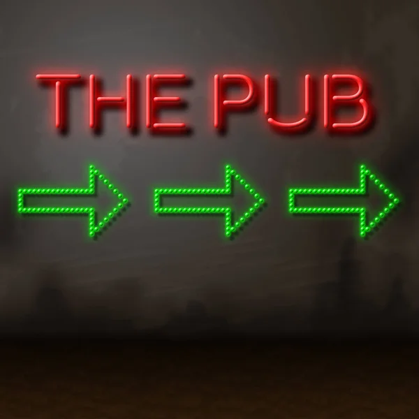 Pub Neon Sign Localiza Bar Taberna Y Vida Nocturna — Foto de Stock