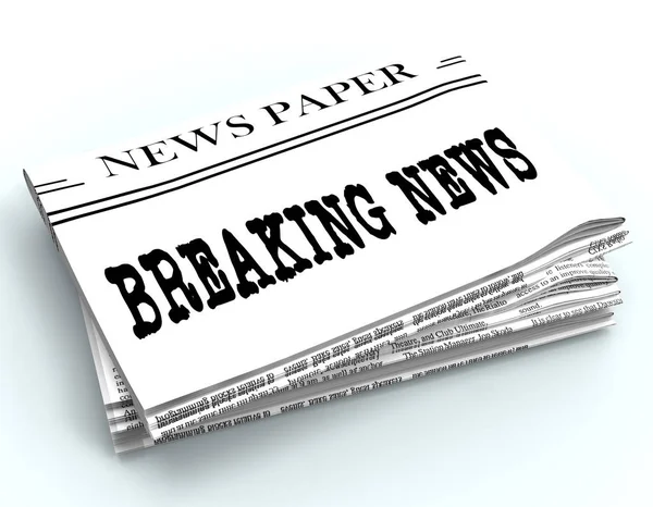 Breaking News Represents Current Newspapers 3d Rendering — Stock Photo, Image