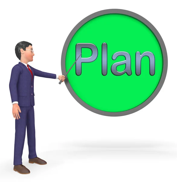 Plans Sign Indicates Mission Goals 3d Rendering — Stock Photo, Image