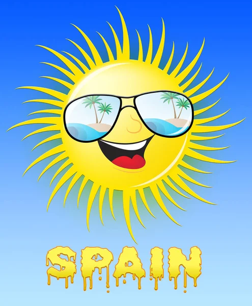 Spanien Sonne lächelnd bedeutet sonnige 3d Illustration — Stockfoto