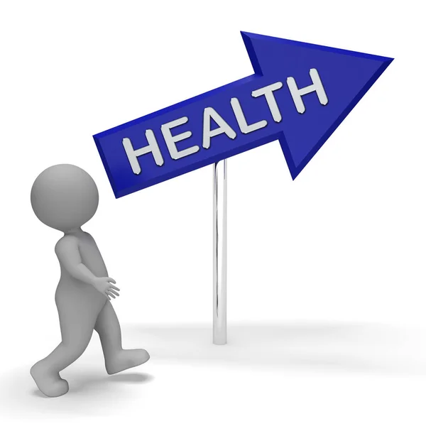 Здоровье знак показывает здоровье благополучия 3d оказание — стоковое фото