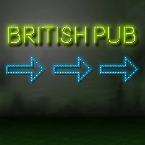 British Pub Sign Shows English Bar Nightlife — Stock Photo, Image