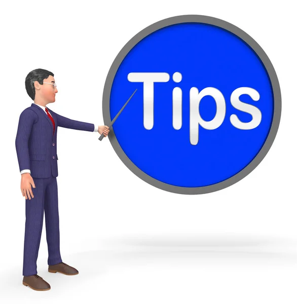 Hint Sign Shows Tip Assistance 3d Rendering — Stock Photo, Image