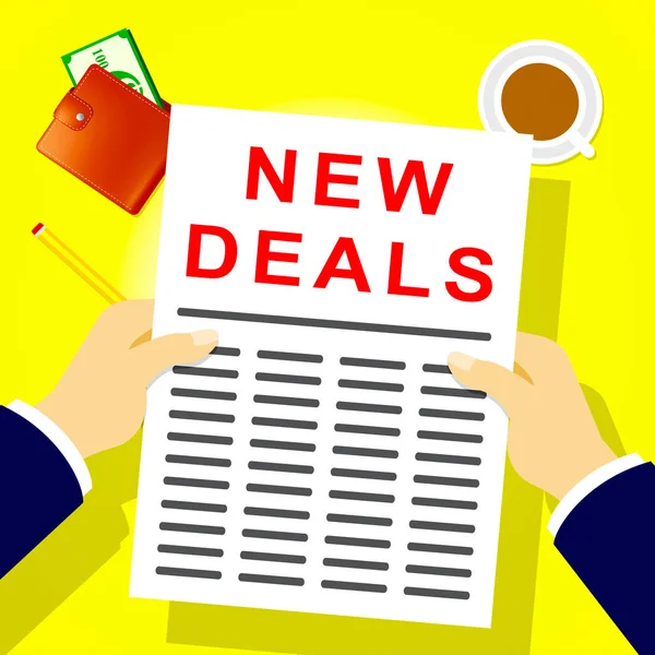 New Deals vertegenwoordigt nieuwste Product 3d illustratie — Stockfoto
