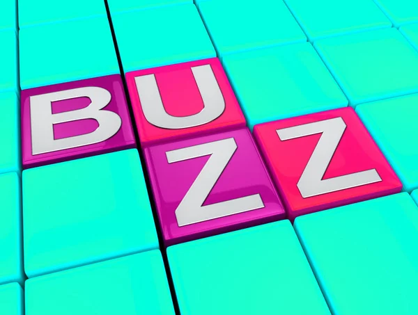 Buzz blokken vertegenwoordigt Public Relations 3d illustratie — Stockfoto