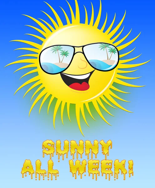 Sunny All Week Sun Smiling Means Hot 3d Illustration — Stock Photo, Image