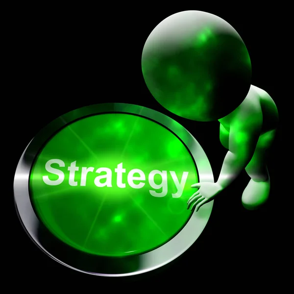 Strategy Button Shows Business Solution 3d Rendering — Stock Photo, Image